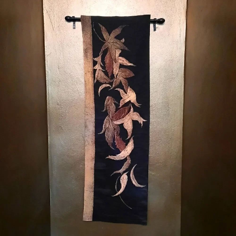 Tapestry Woven Wall Hanging Leaves Design with Rod